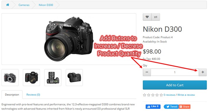 OpenCart - Product Quantity Plus Minus Buttons