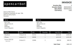 PDF Invoice Extension for OpenCart