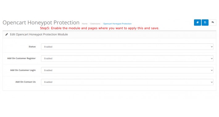 Opencart Honeypot Protection