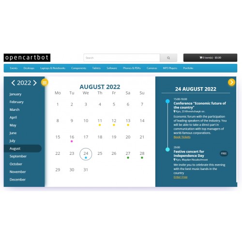 OpenCart Event Calendar. Product as Event