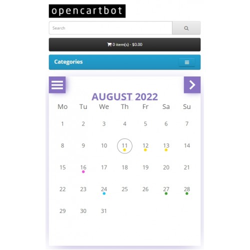 OpenCart Event Calendar. Product as Event