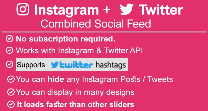 Instagram + Twitter Combined Feed Widget / Slider for Opencart
