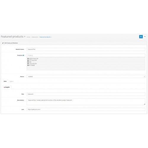 Opencart featured plus