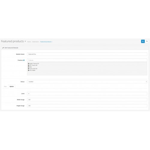 Opencart featured plus
