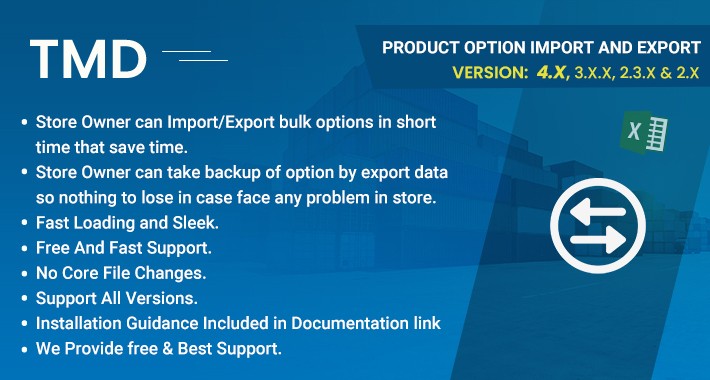 Product option import and export