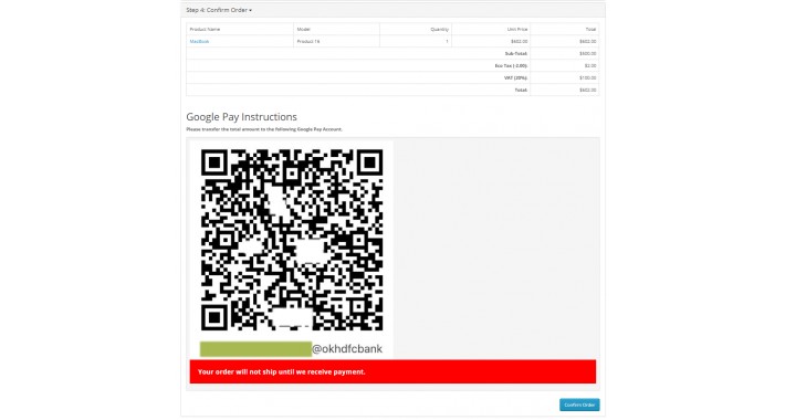Receive Payment Using Google Pay Qr Code In Opencart Store