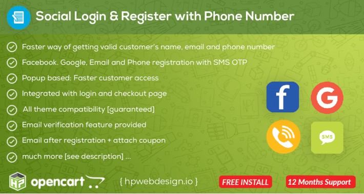 Social Login PRO (social login, email, phone with OTP SMS)
