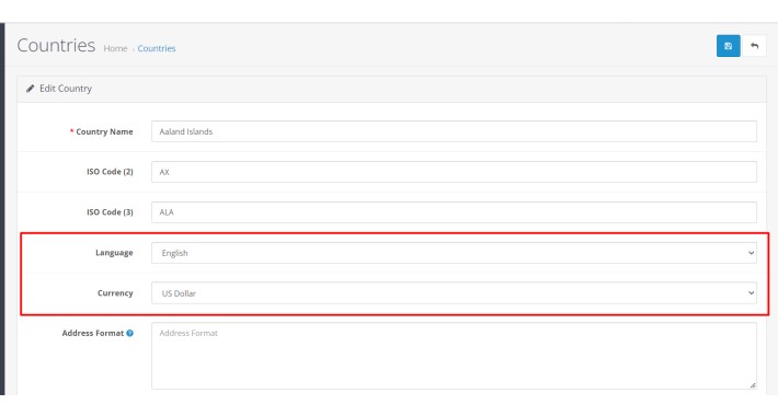 Associate Language & Currency to Country & show in menu