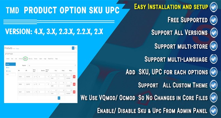 Product Option SKU UPC