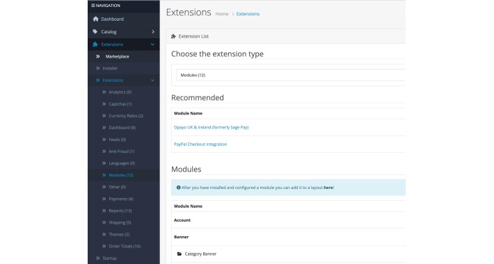 Quick access to modules