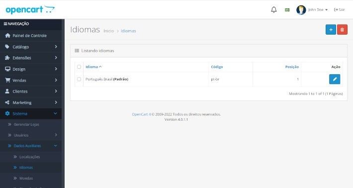 Tradução OpenCart 4 em Português Brasil