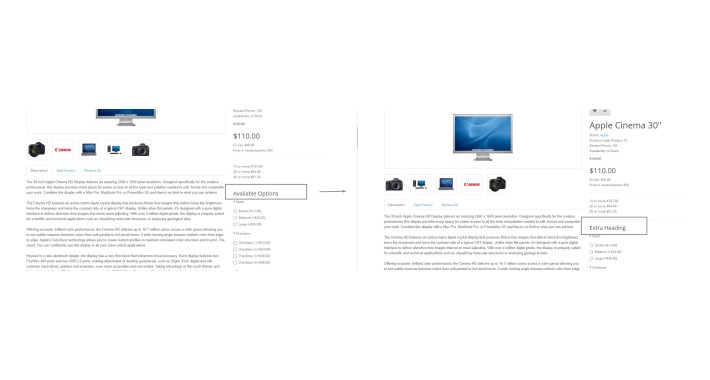 Change Product Default Option Heading