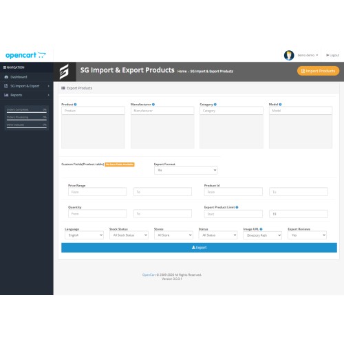 OpenCart - Product Import Export (4X, 3X, 2X, 1X)