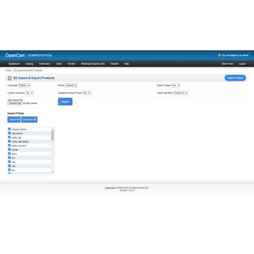 OpenCart - Product Import Export (4X, 3X, 2X, 1X)
