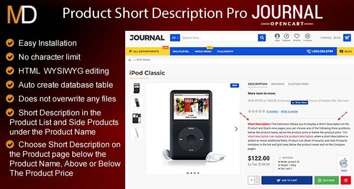 Product Short Description Pro - Journal  3 Theme