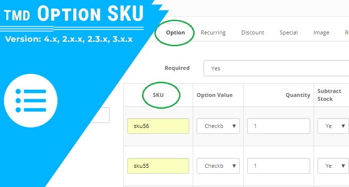 Product Option SKU