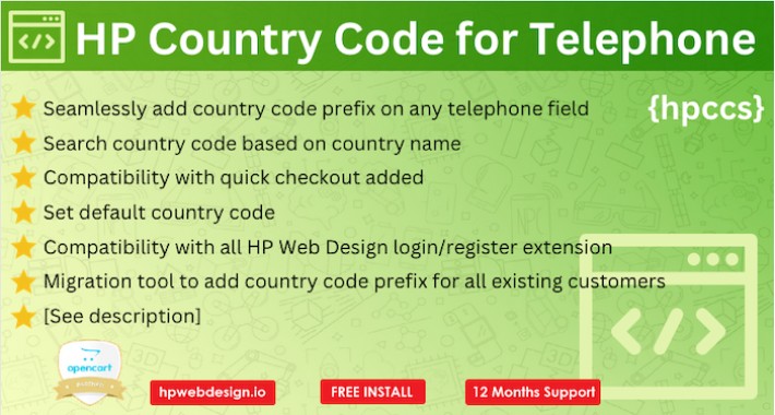 Country Code Prefix Selector for Telephone Field