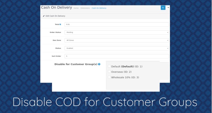 Disable COD On Customer Groups