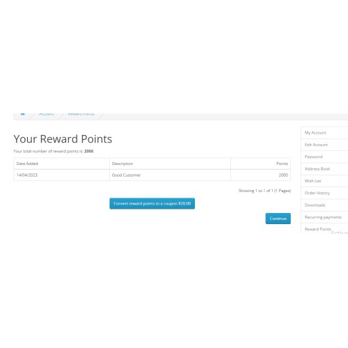 OpenCart - Reward Points System