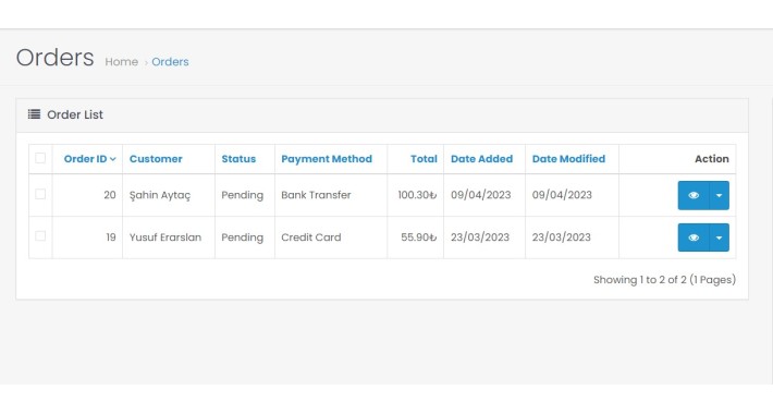 Add Payment Method  to Order List