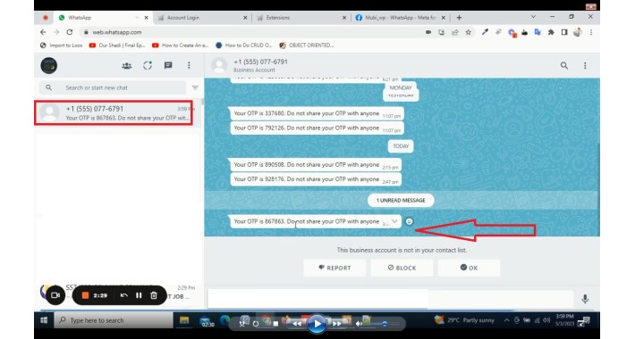 OTP login via Whatsapp