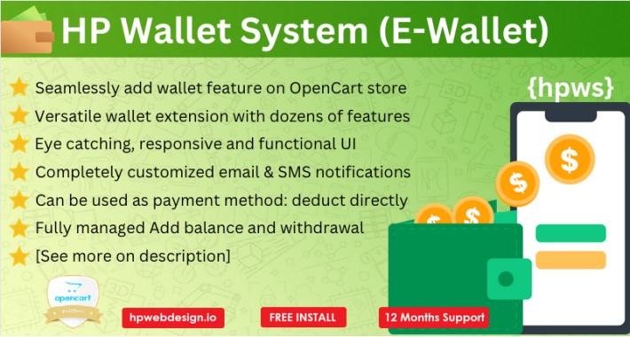 Smart E-Wallet  [Versatile Advanced OpenCart E-Wallet System]