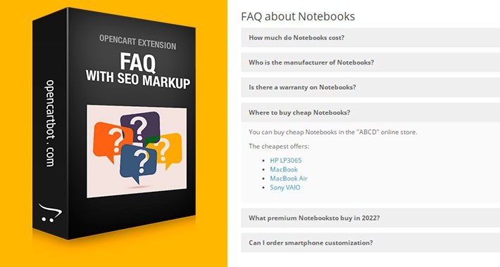 SEO FAQ for products, categories, manufacturers