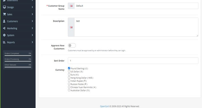 Customer Group Select Currency Vqmod