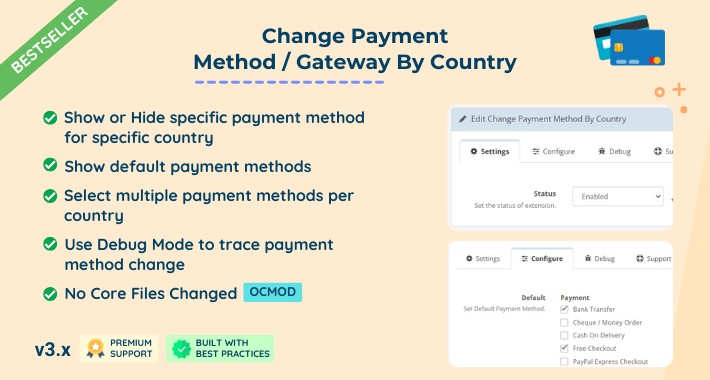 OpenCart - Change Payment Method By Country