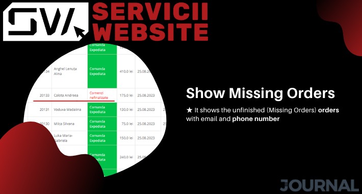 Missing Orders with eMail and Phone