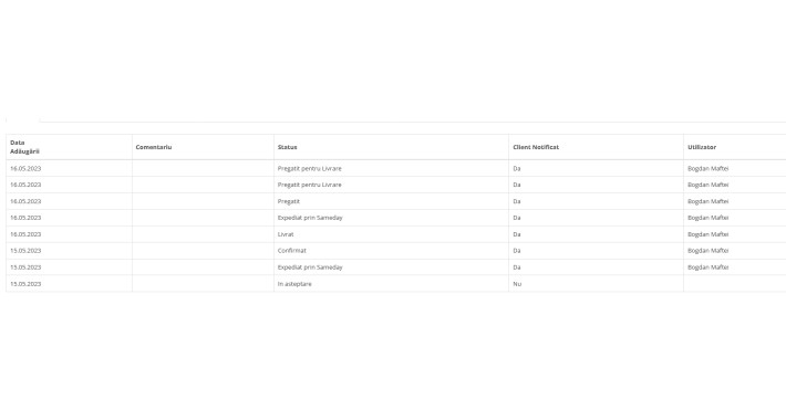User on Admin Order History