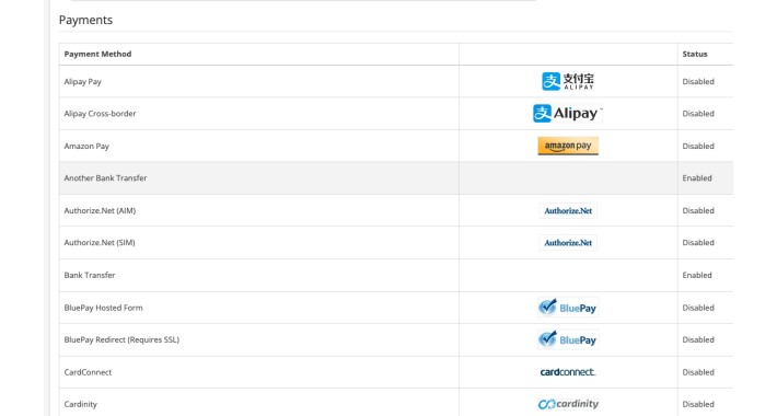 Another bank transfer payment