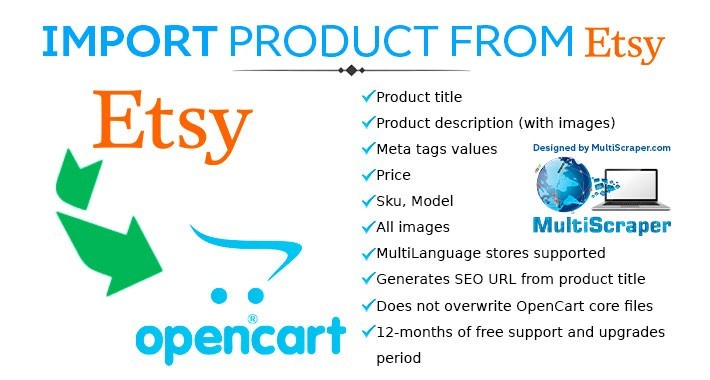 OpenCart - Import Product From Etsy [Trial Version For 5 Products]