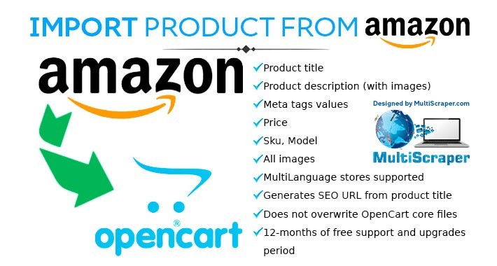 OpenCart - Import product from Amazon [Free Trial version for 5 products]
