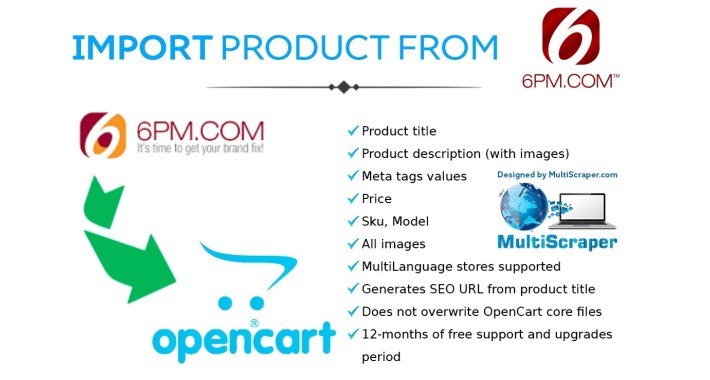 OpenCart - Import Product From 6pm.com [Trial Version For 5 Products]