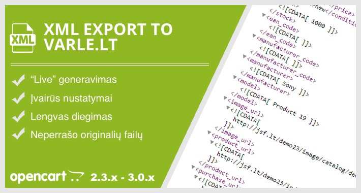 XML prekių eksportas į varle.lt / Product XML export to varle.lt