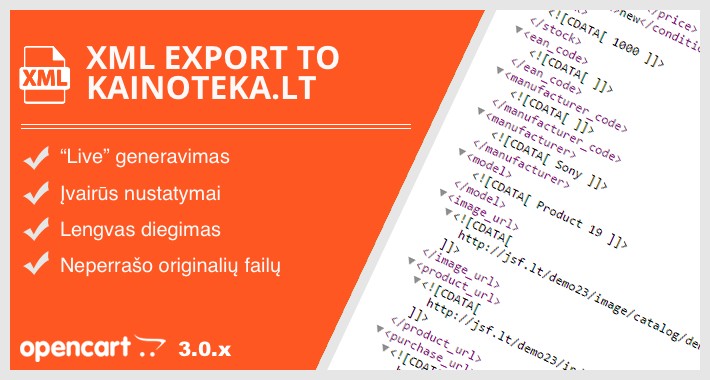 XML prekių eksportas į kainoteka.lt / XML export to kainoteka.lt