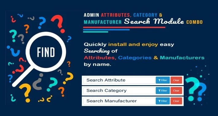 Admin Attributes, Category, Manufacturer Search - Againcart