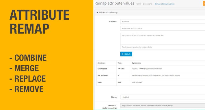 Attribute Remap Extension for OpenCart