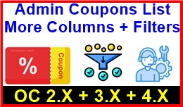 Admin Coupons List More Columns + Filters