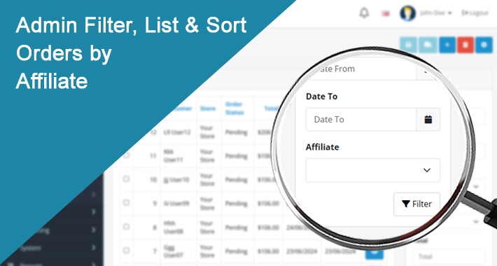 Admin Filter, List & Sort Orders by Affiliate