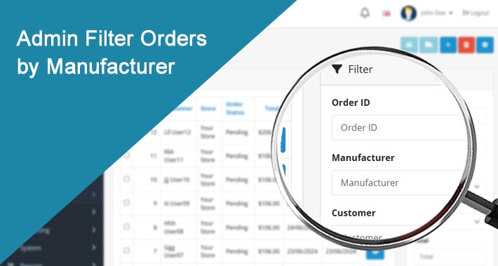 Admin Filter Orders by Manufacturer