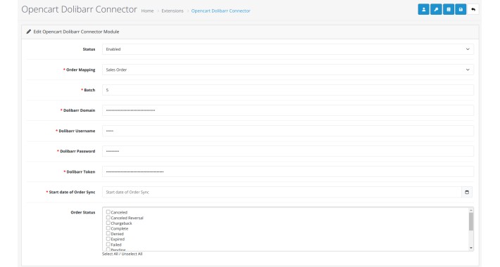 Opencart Dolibarr Connector