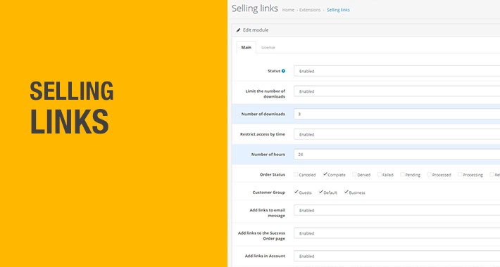 Selling links on OpenCart 3