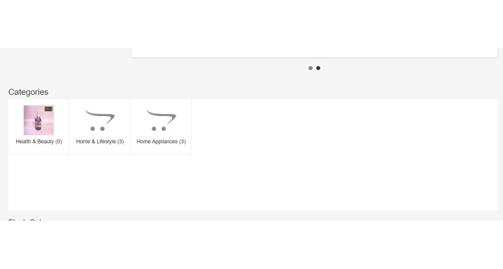 Displays Categories at Home with Image, Link & Name