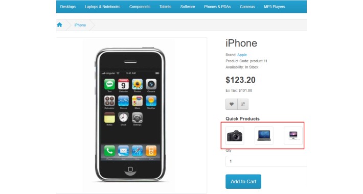 Product Quick Switcher for Opencart Integration