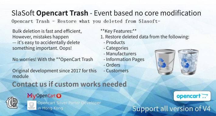 OpenCart Trash: Slasoft OC Ver4.x — Restore Your Deleted Items