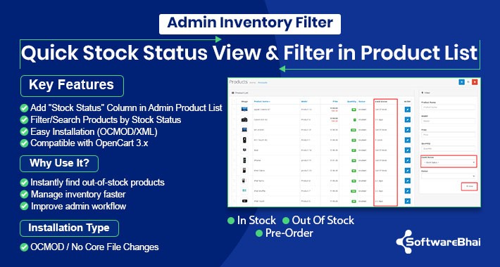 Quick Stock Status View & Filter in Admin Product List