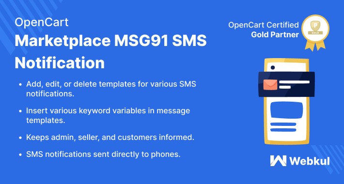 Opencart Multi Vendor Marketplace MSG91 SMS Notification