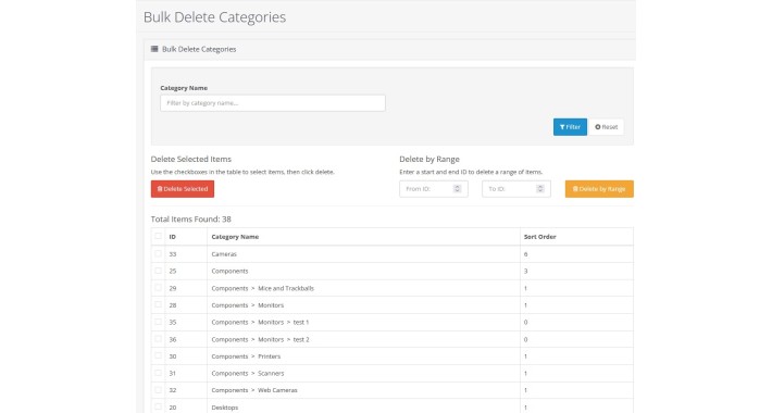Delete Countries, Zones, Products, Categories and Image Files